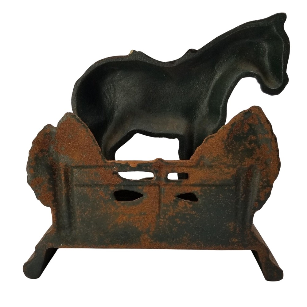 Vintage Cast Iron Horse Doorstop Hand Painted Equestrian Farmhouse Decor 7 Inch - Picture 2 of 11